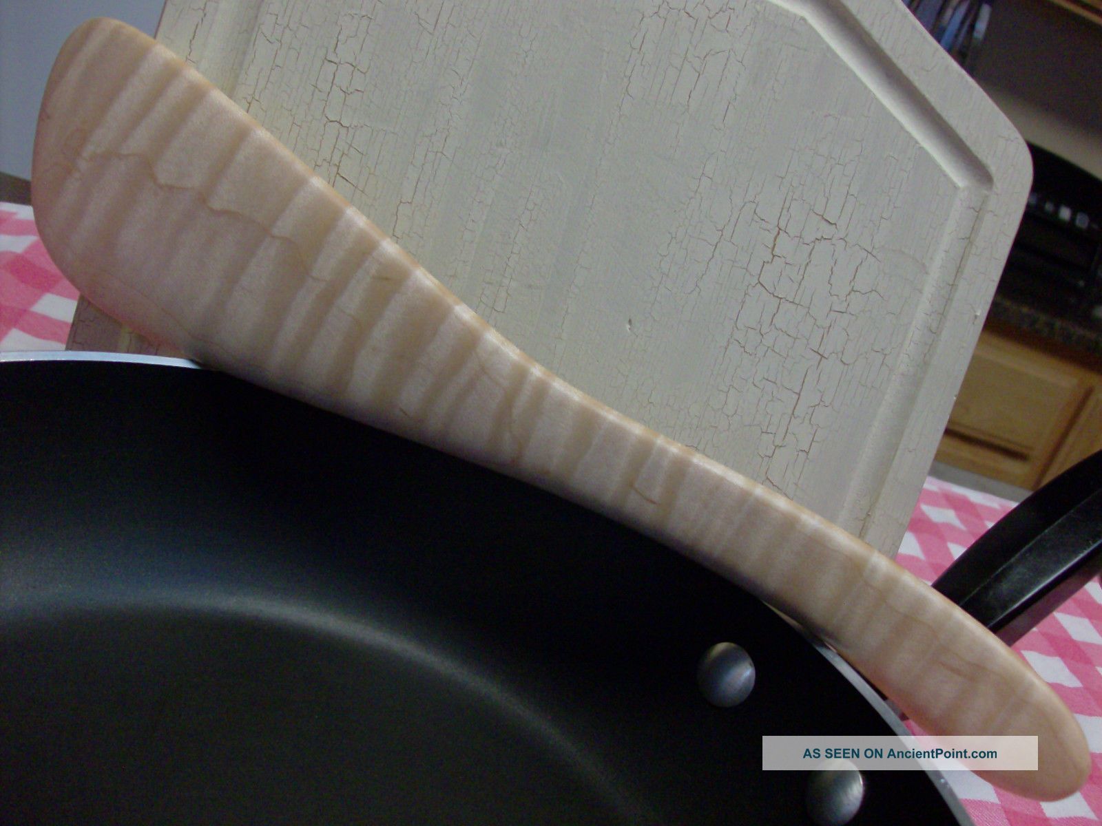 Figured Tiger Maple Handcarved Wooden Spatula Spurtle Stir Fryer Heavy Duty Primitives photo