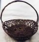 Antique Sewing Yarn Basket Brown Wicker Handle Open Weave Late Victorian Baskets & Boxes photo 1