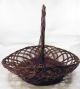 Antique Sewing Yarn Basket Brown Wicker Handle Open Weave Late Victorian Baskets & Boxes photo 2