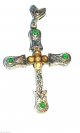 Medieval Solid Sterling Silver - Byzantine Cross Pendant With Zircon Byzantine photo 1