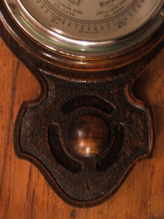Petite 22  Solid Oak Victorian Edwardian Banjo Barometer Art Crafts Art Nouveau photo