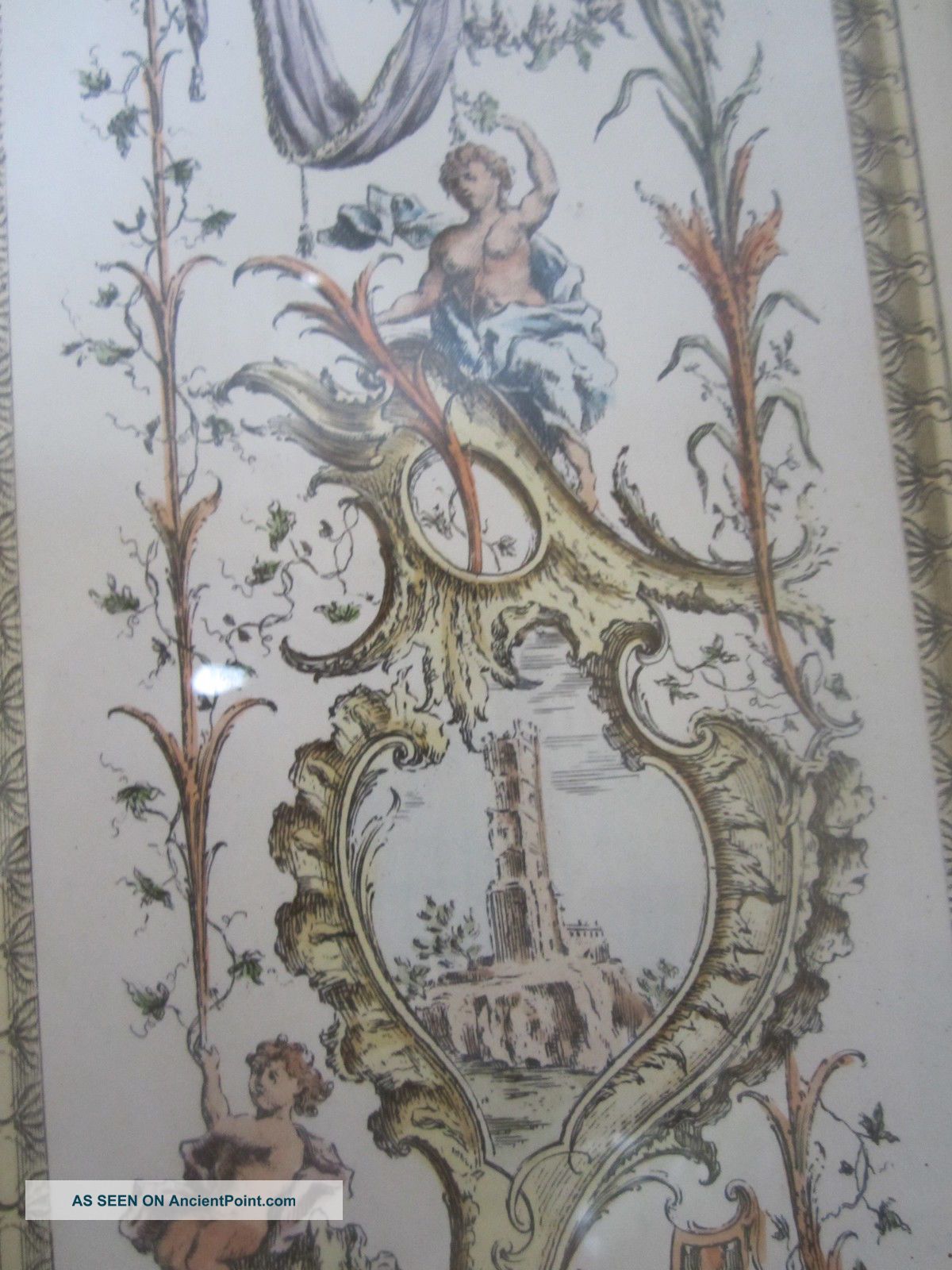 Francois De Cuvillies Icon 18th Century Rococo Renaissance Engraving Print Putti Art Deco photo