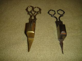 Vintage Victorian Wick Trimmer Scissors - Pair - Lovely Handles - Candle Snuffers photo
