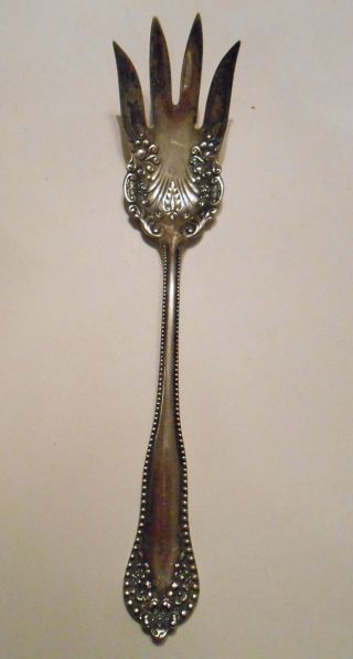 Antique Ornate Rogers Aa Silverplate Fish Fork Beaded Edge photo