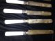 Antique Mother Of Pearl Handled Knives Marked Universal Set Of 6 Flatware & Silverware photo 2