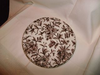 Antique Victorian Kitchen Trivet Brown Floral Transferware photo