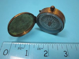 Antique Victorian Old Vintage Pocket Compass Brass Cased Floating Card photo