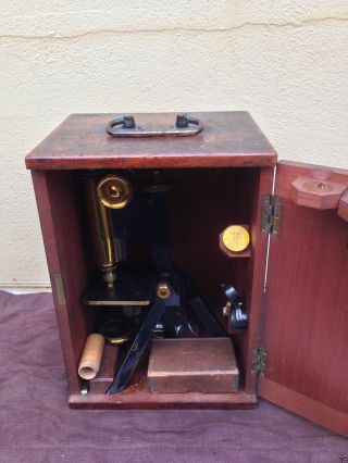 19th Century Microscope By R & J Beck Ltd In Fitted Wooden Case With Accessories photo