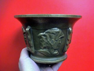 Rare Renaissance Style Mortar Decorated With Portraits Of Alexander The Great photo