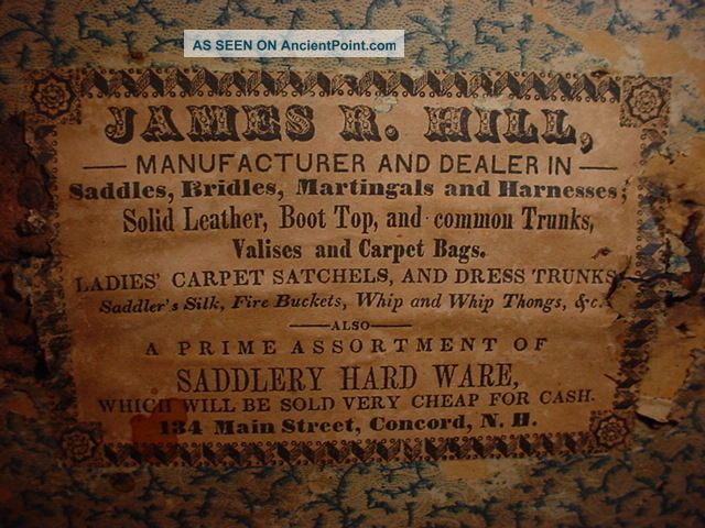 Antique James R Hill Concord Nh Horse Tack Saddle Whip Bridle Maker Wooden Box Boxes photo