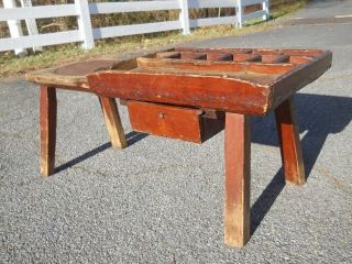 Antique Early American Pine Cobbler’s Bench Probably 18th Century photo