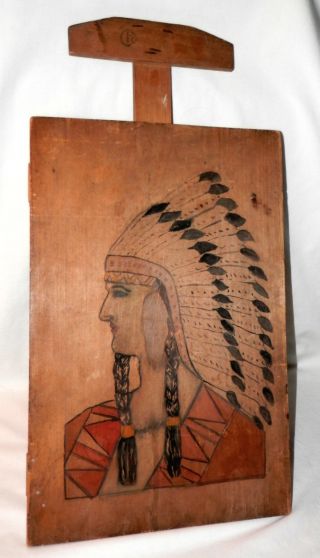 Antique Sm.  Drawing Drafting Board W T Square W Folk Art Painting Indian Maiden photo