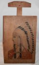 Antique Sm.  Drawing Drafting Board W T Square W Folk Art Painting Indian Maiden Engineering photo 2