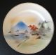 Antique Hand Painted Japanese Plates.  Scene Of Hillside & Mt.  Fuji.  Makers Marks Plates photo 5
