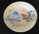 Antique Hand Painted Japanese Plates.  Scene Of Hillside & Mt.  Fuji.  Makers Marks Plates photo 6