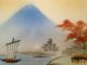 Antique Hand Painted Japanese Plates.  Scene Of Hillside & Mt.  Fuji.  Makers Marks Plates photo 8