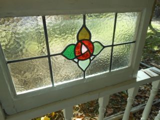G302a Older Transom English Rose Multi - Color English Leaded Stained Glass Window photo