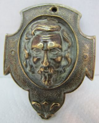Exquisite Antique Bronze Wrought Iron Figural Key Hole Unusual Design Mans Face photo