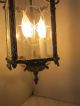 Vtg Silver Tone Metal & Cut Glass Ceiling Light Fixture Hallway Lantern Carriage Chandeliers, Fixtures, Sconces photo 3