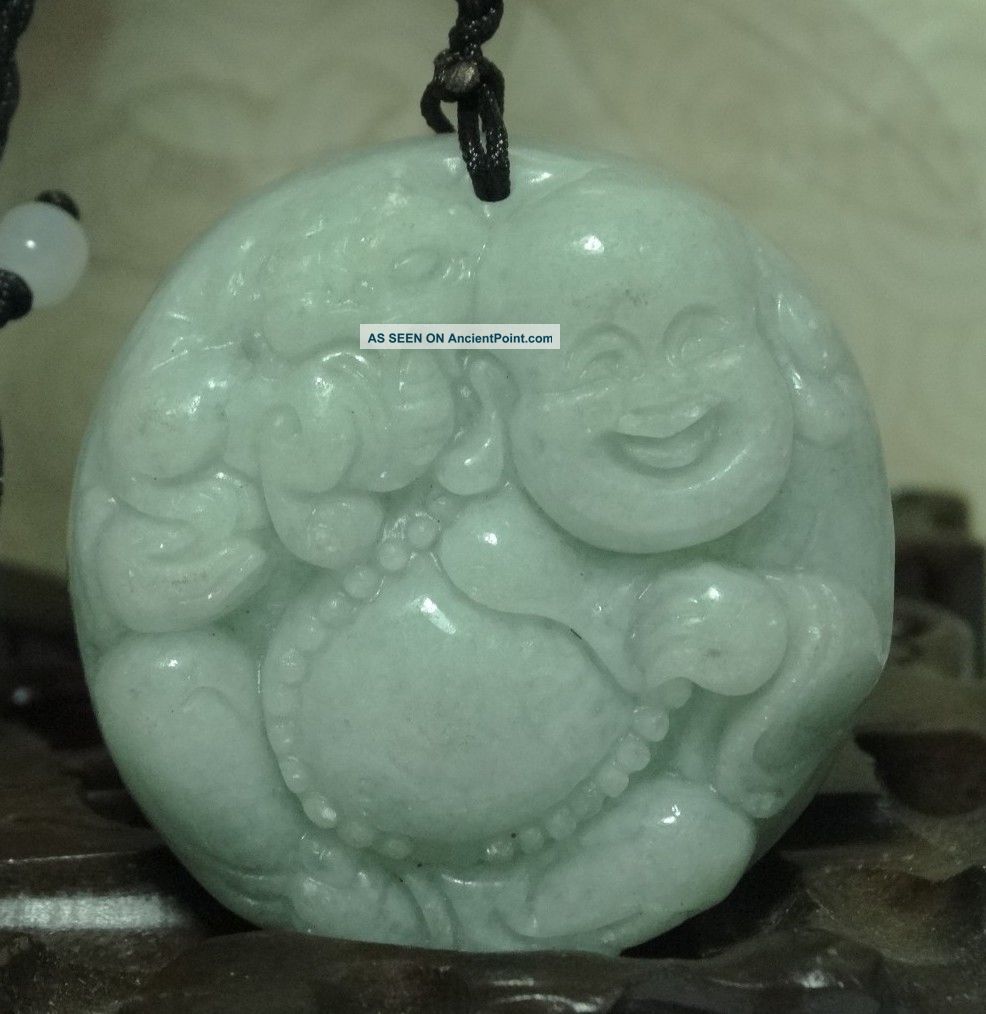 Green 100% Natural A Jade Jadeite Pendant / Laughing Buddha Necklaces & Pendants photo