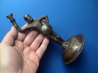 Extremely Rare Antique Gothic Knight Figural Bronze Candle Holder photo