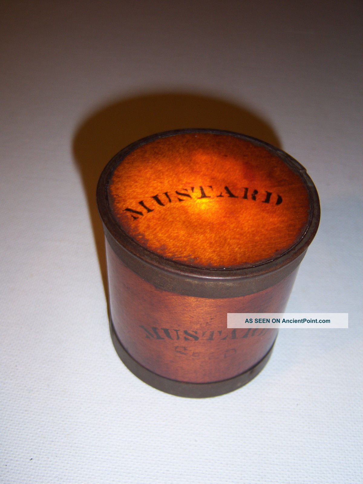 Antique Mustard 1800s Splint Wood Spice Jar Primitive Container Primitives photo