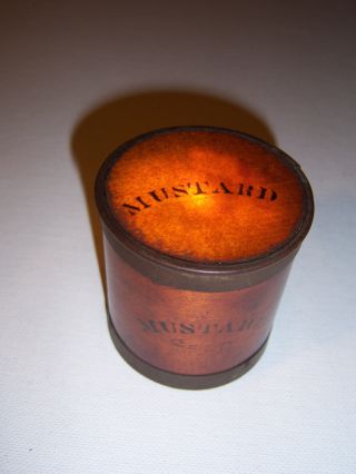 Antique Mustard 1800s Splint Wood Spice Jar Primitive Container photo