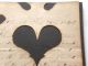 Charming 19th Century Framed Scherenschnitte Cut Work On 1845 Letter,  Hearts Primitives photo 9