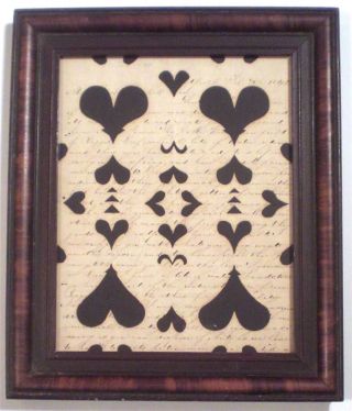 Charming 19th Century Framed Scherenschnitte Cut Work On 1845 Letter,  Hearts photo