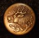  12 Antique hunting Belling Deer Stag Elk Head Brass Button 7/8 