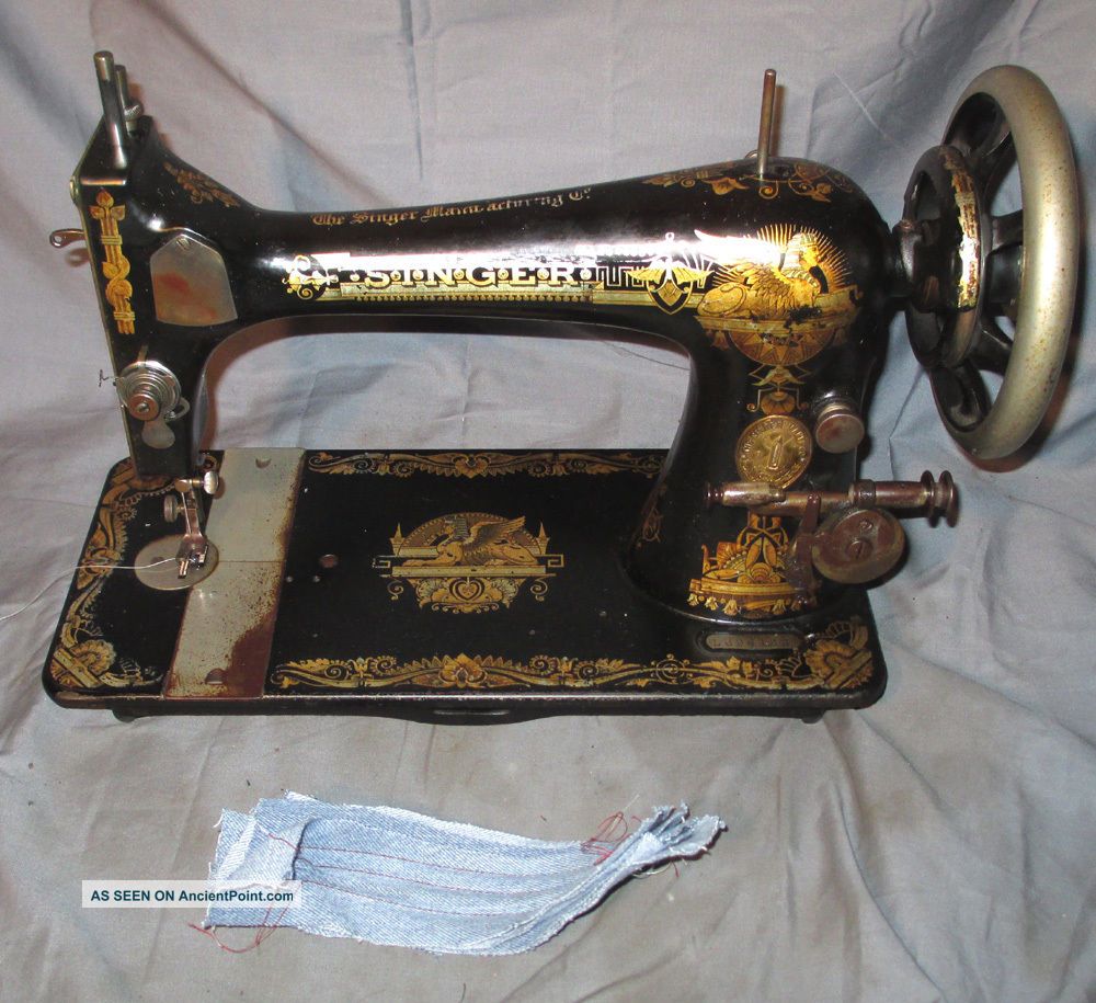Rare Serviced Antique 1901 Singer 27 Sphinx Treadle Sewing Machine Works C - Video Sewing Machines photo