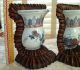 Signed Antique Chinese Porcelain Wall Pocket Vase Kangxi? Pair Bookends Vintage Vases photo 4