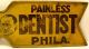 Vintage 1900s Dental Tin Advertising Sign Dr.  Hyman Painless Dentist On Arrow Dentistry photo 1