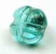 Antique Charmstring Glass Button Aqua Color W/ Cross Mold Swirl Back Buttons photo 1