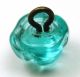 Antique Charmstring Glass Button Aqua Color W/ Cross Mold Swirl Back Buttons photo 3