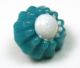 Antique Charmstring Glass Button Turquoise Candy Mold W/ White Dot Swirl Back Buttons photo 1
