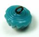 Antique Charmstring Glass Button Turquoise Candy Mold W/ White Dot Swirl Back Buttons photo 3