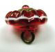 Antique Charmstring Glass Button Red W/ Brass Ring Ome Swirl Back Buttons photo 2