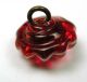 Antique Charmstring Glass Button Red W/ Brass Ring Ome Swirl Back Buttons photo 3