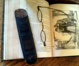 Antique Spectacles Early 1800s Sliding Arm Extension Temple Loop End Eyeglasses photo