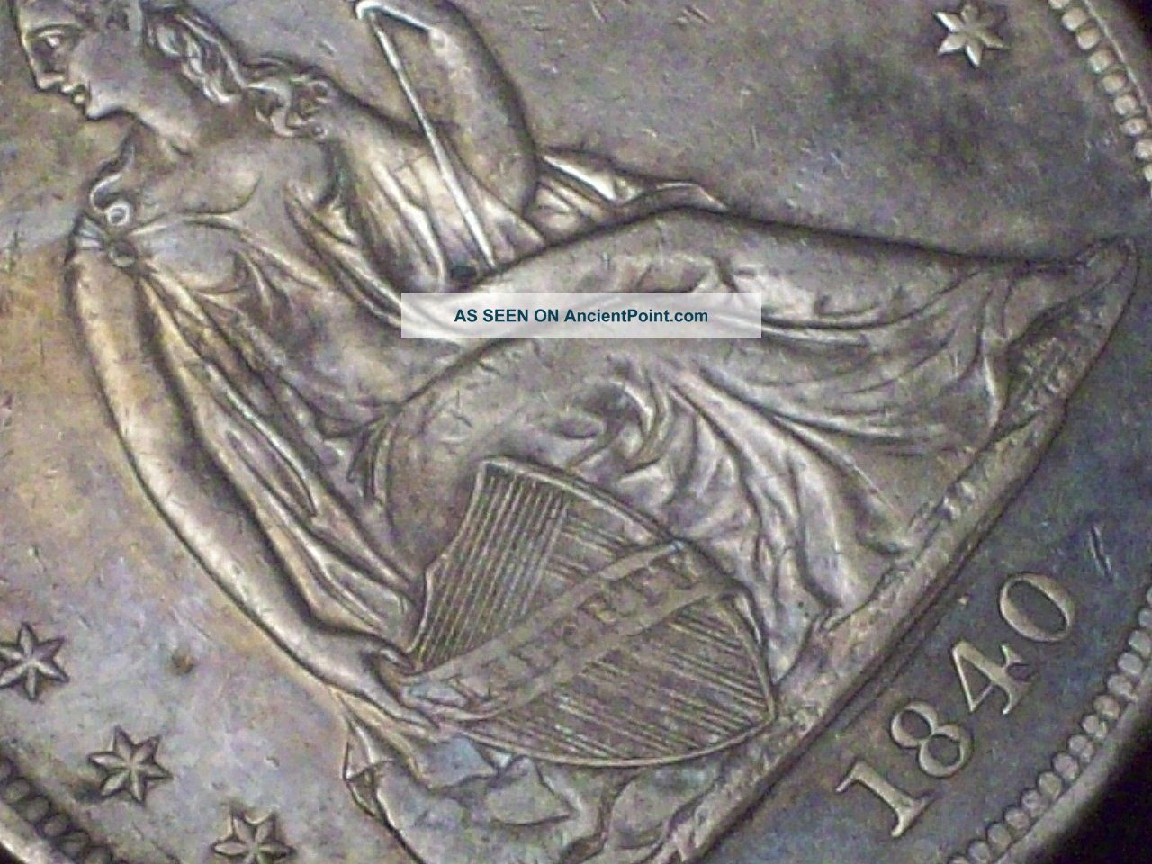 1840 Seated Liberty Silver Dollar Xf+ Detailing First Year Pre - Civil War Coin The Americas photo
