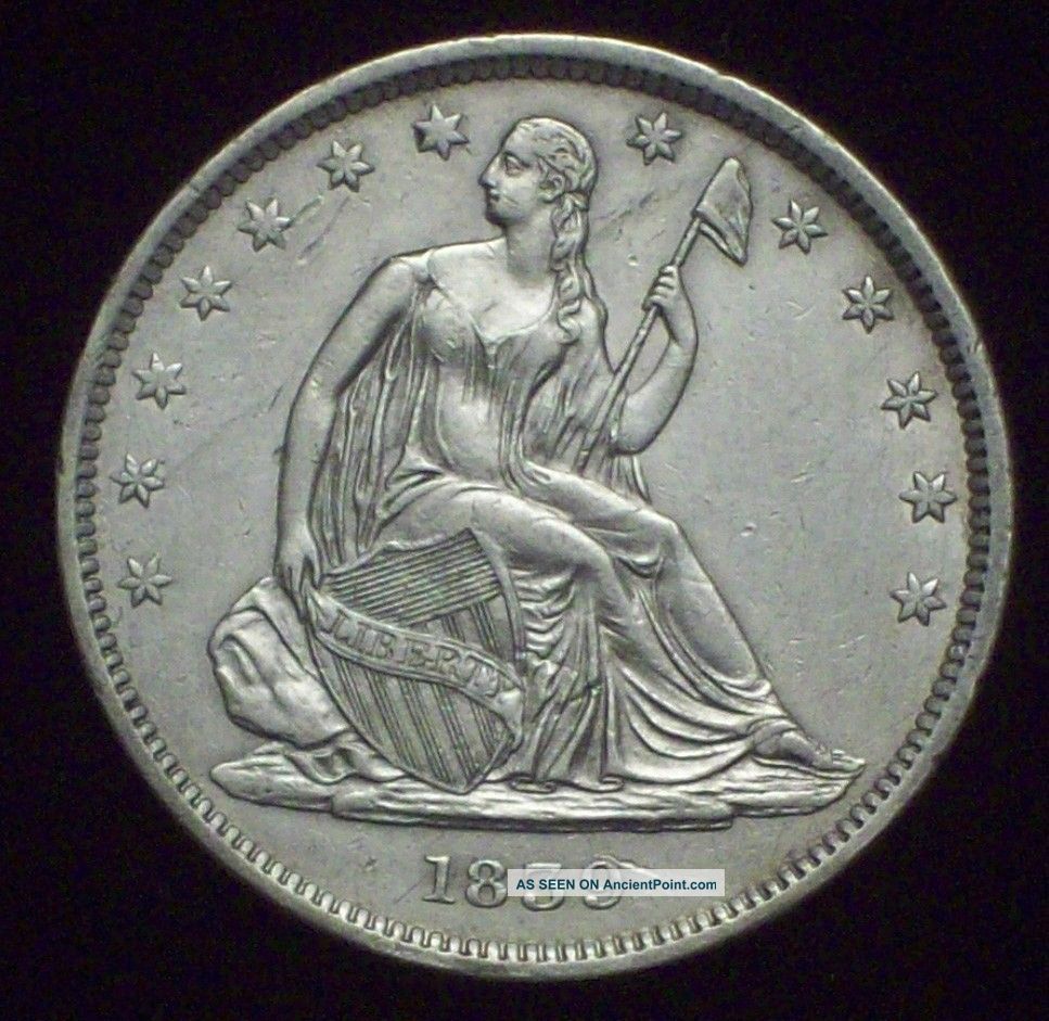 1839 Silver Seated Liberty Half Dollar Au Detailing First Year With Drapery Coin The Americas photo