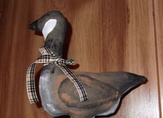 Primitive Canadian Goose On Bobbin 11x7 With Plaid Bow - Primitive Decor photo