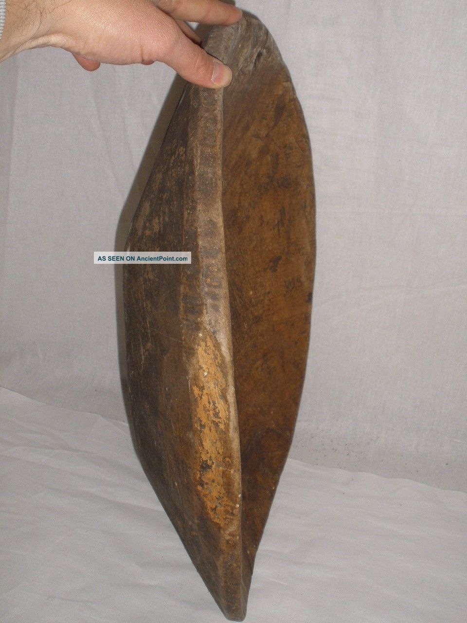 Wood Primitive Antique Large Edge Crafted Older Hand Made Carved Bowl Natural Primitives photo