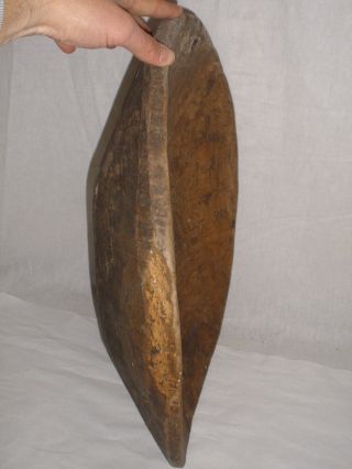 Wood Primitive Antique Large Edge Crafted Older Hand Made Carved Bowl Natural photo