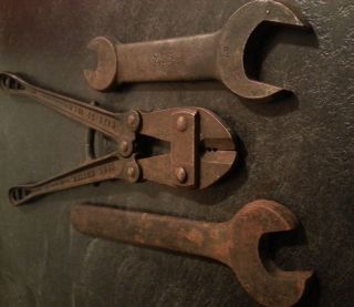 Of Old Tools:h.  K.  Porter Industrial - Aged Bolt Cutters And Wrenches - Steampunk photo
