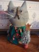 Primitive Grungy Striped Kitty Cat Christmas Tree W/ Rusty Star Shelf Sitter Primitives photo 1