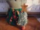 Primitive Grungy Striped Kitty Cat Christmas Tree W/ Rusty Star Shelf Sitter Primitives photo 2