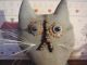 Primitive Grungy Striped Kitty Cat Christmas Tree W/ Rusty Star Shelf Sitter Primitives photo 4