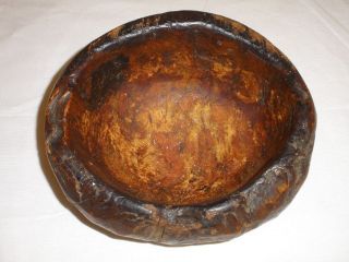 Wood Primitive Antique Small Crafted Older Hand Made Carved Bowl Natural photo